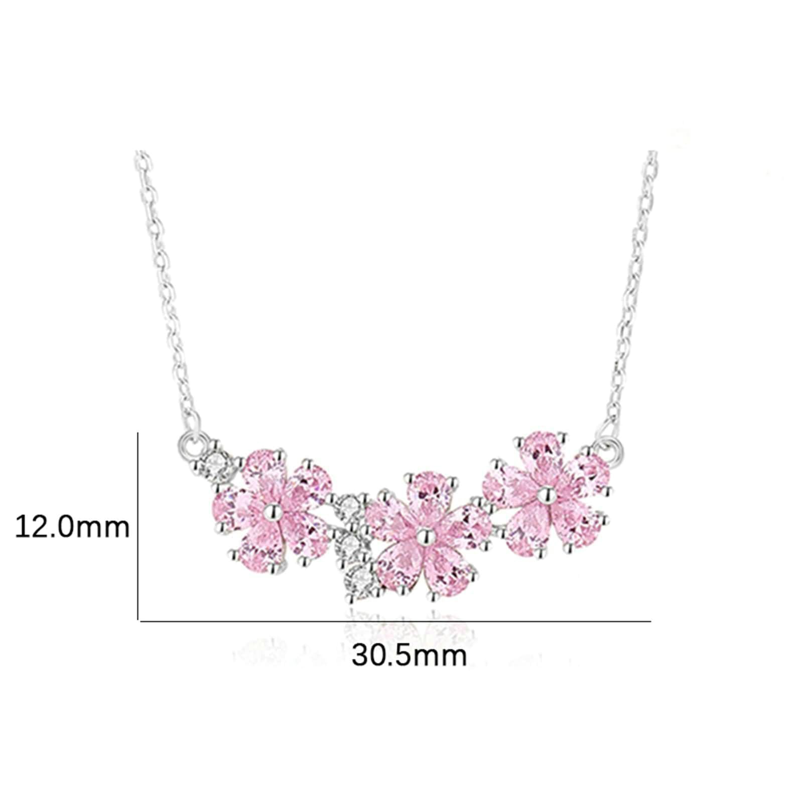 Collar de platino con colgante para mujer, colgante de flores con zafiro rosa y moissanita, collar de boda, cadena de oro blanco, 45 cm