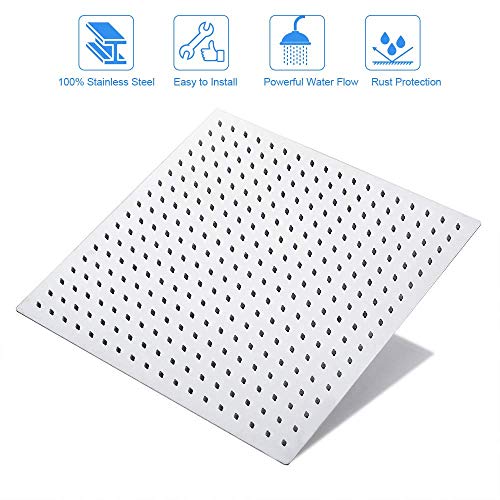 Rain Shower Head, Nearmoon High Flow Stainless Steel Square Rainfall Showerhead, Waterfall Bath Shower Body Covering, Ceiling Or Wall Mount (16 Inch, Chrome Finish) #TOP2