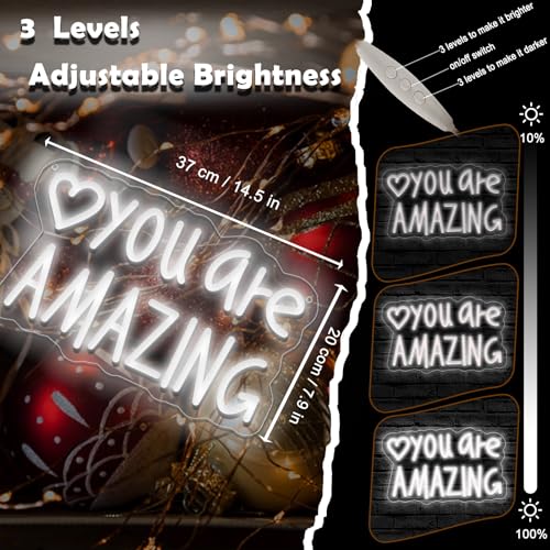 Image of You Are Amazing Neon Sign,Classroom Teen Room Wall decorations | Silicone Light Strips, Acrylic Sheets,USB Interface,Size: 13.6 in* 8.4 in,Wall Decorations in Classrooms and Teengirls' Rooms