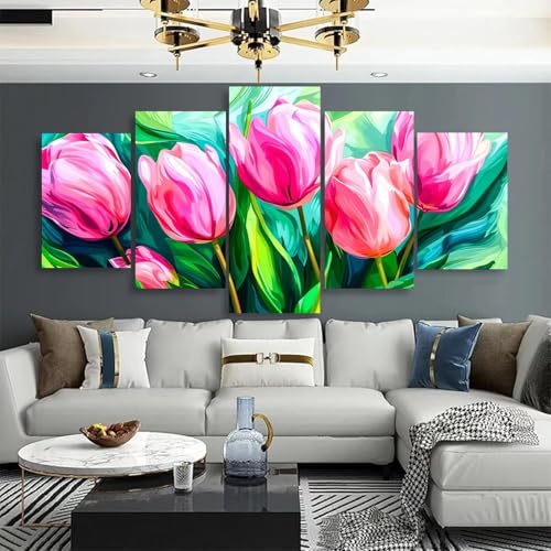 Diamond painting 5 pack tulipe Mefooge broderie diamant kit complet 200x100cm - 3