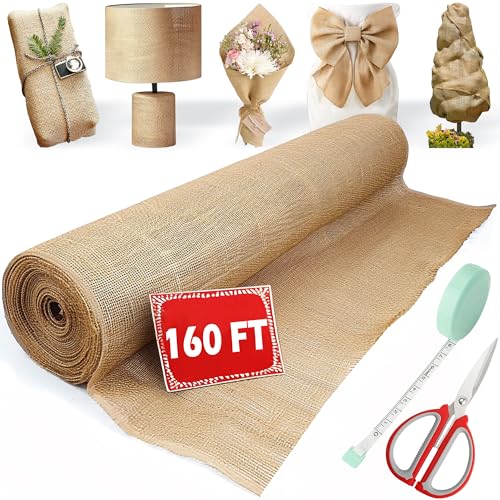 Image of Burlap Fabric Roll 40 inch x 160 Feet, Natural Jute Tree Wrap for Garden, Landscaping & Plant Protection