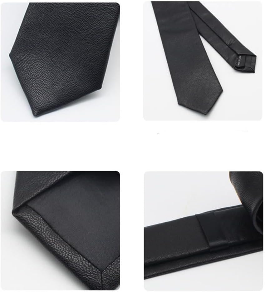 Smooth Solid Colour Women's Performance Accessories Men's Business 5.5CM Narrow PU Leather Tie