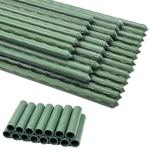 30 Stück Pflanzstäbe 11 mm x 40 cm Grüne Kunststoffbeschichteter Stahlkern Rostfrei Pflanzenstützstangen für Pflanzen Rankhilfe Gurken Tomatenstäbe für Kletterpflanzen Blumenhalter Rankstab