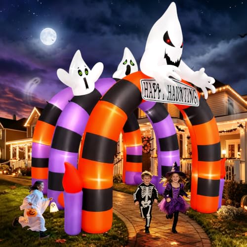Kalolary 10 FT aufblasbarer Halloween-Bogen, Geister-Tunnel mit Kerzenmotiv – Ansicht 4