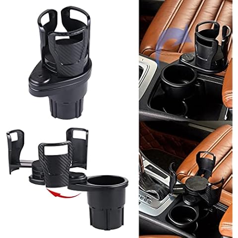 AQTZGOS Car Cup Holder Extender, 2 in 1 Multifunctional Car Beverage Extender Adapter with 360° Swivel Adjustable Base for 2.75-3.25 in Coffee Cup Car Cup Holder (Carbonblack) Cover