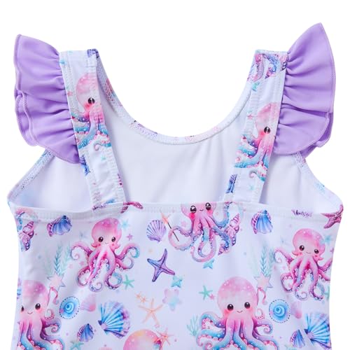 Image of Vieille Toddler Little Girls One Piece Swimsuits Ruffles Bathing Suits Mermaid Dinosaur Swimwear 2-7T