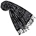 Lorenzo Cana Écharpe Pashmina, foulard pour femme, étole en fibres naturelles, motif floral, 70 x 210 cm, gris/noir, Taille Unique
