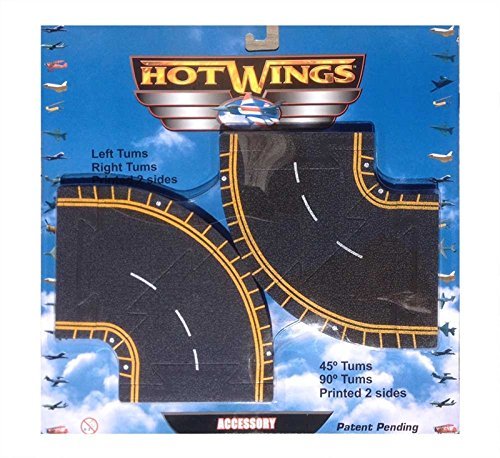 Hot Wings Runway Curve Accessory Die Cast Plane, Black/White/Yellow