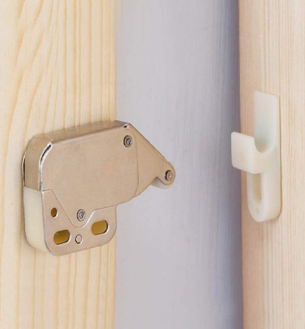 VICTAC 4Pcs Spring Loaded Mini Push Catch Release Latch Non Magnetic Cupboard Door Cabinet Latch for Wardrobe Cabinets Door Craft Slide Drilling, Push to Open Touch Release Lock Spring-picture-19