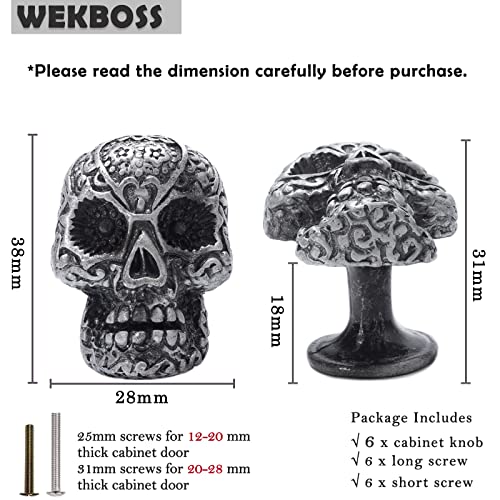 RII Deko-Knauf Totenkopf – 2 Stück, Elfenbeinfarben, Aus Kunstharz, Für Möbel & Schubladen