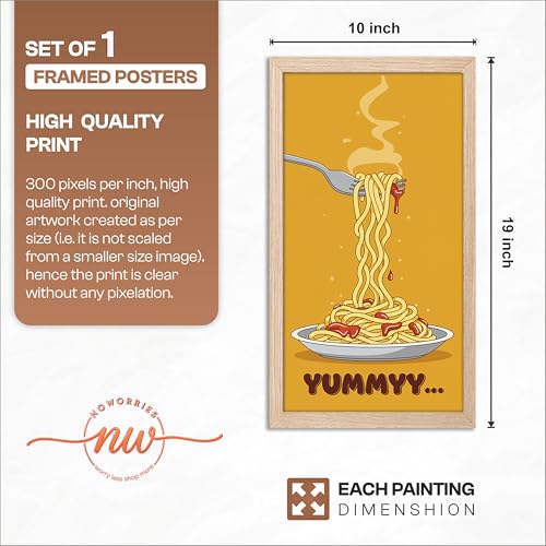 Image of NoWorries Wall art framed painting food posters for cafe decor (Synthetic wood frame) inch300 GSM premium art HD prints inch Wall painting for Home & Kitchen Decor (Pattern illustration)( Set of 1, Framed Painting) (NATURAL, ART-1, 10X19INCHES)