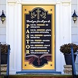 Pudodo Pastor Appreciation Month Door Cover Church Decoration Cross Dove Front Door Porch Banner Photography Decor
