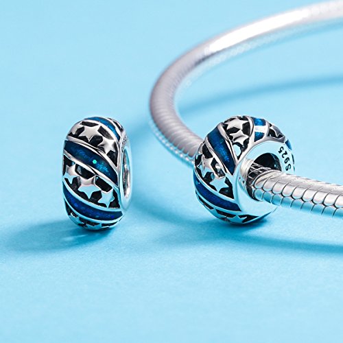 Image of ARTCHARM Bright Star River Spacer Charm 925 Sterling Silver Clip Charm Stopper Beads Charm fit Fashion Charms Bracelet & Necklace