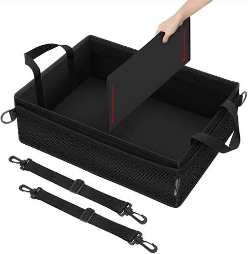 Miniatura 15 de Caja Organizadora de Almacenamiento para Camión Debajo del Asiento con 1 Divisor Extraíble y 5 Bolsas de Malla de Almacenamiento, Organizador de