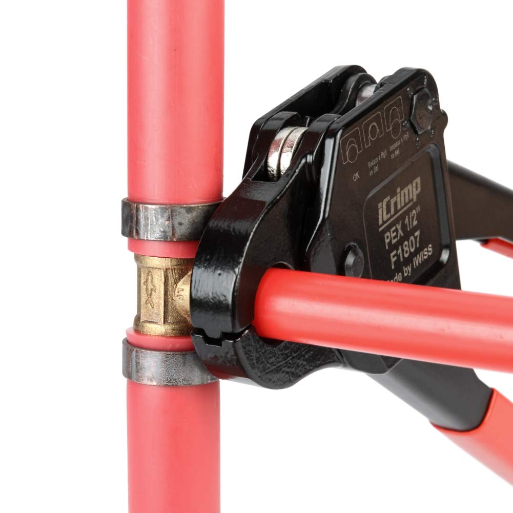IWISS Angle Head 1/2inch & 3/4inch PEX Pipe Crimping Tool Kit, F1807