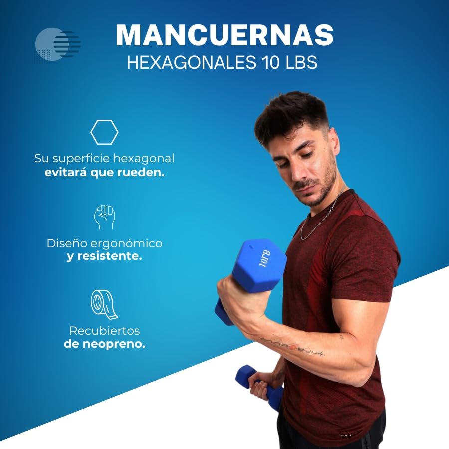 Pesas, Sports mancuernas 10 kg Marca ATOM FITNESS (3)