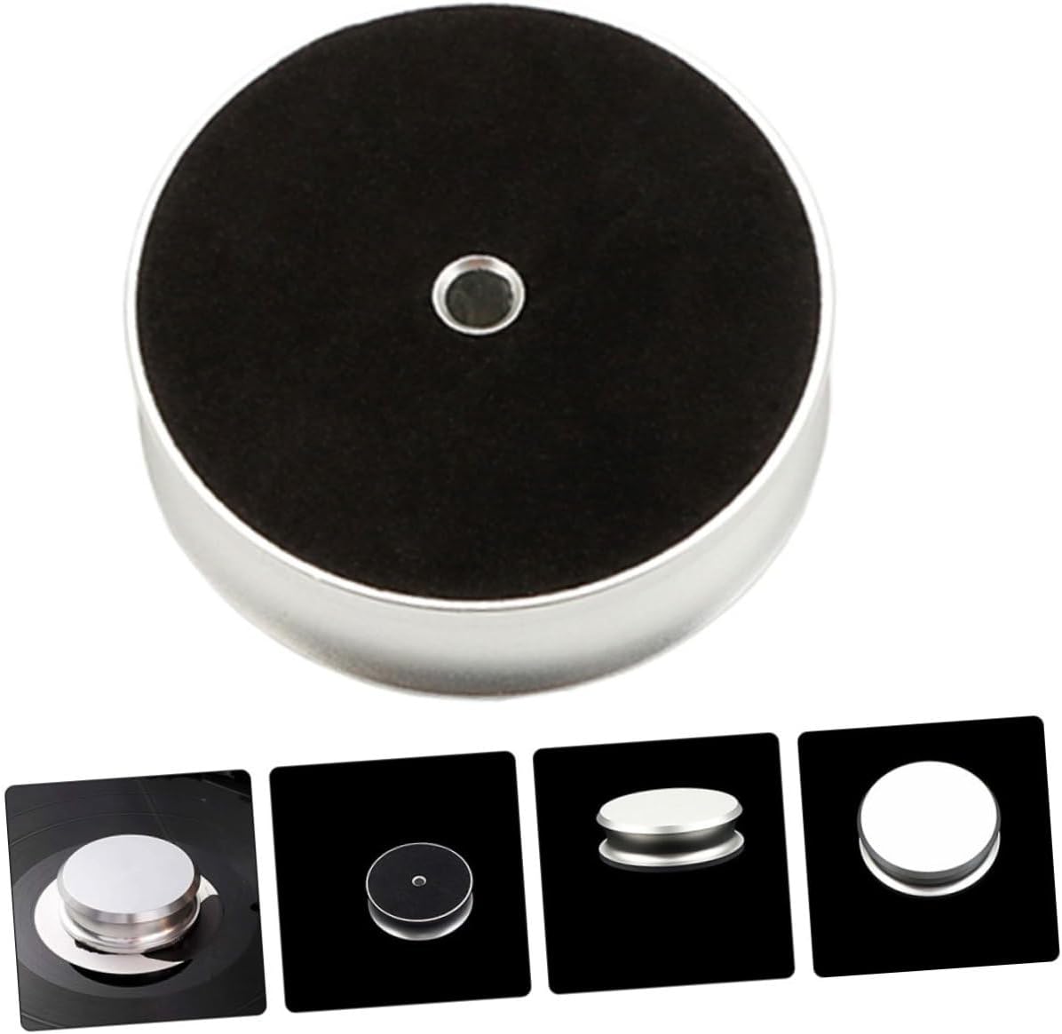 Balanced Turntable Record Weight Stabilizer with Bubble Spirit Level, Vinyl Disc Clamp Vibration Reducer for HiFi Audio Turntables, Silver Replacement Accessory for Vinyl Record