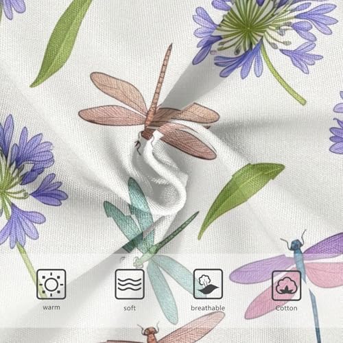 Retro Dragonflies Purple Flowers Undies for Toddler Girls, Cotton Underwear for Girls, 2T–8 Years3