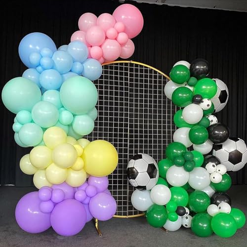 Image of Football Balloons Garland Arch Kit, Green Black Balloons Arch Kit Soccer Dark Green and Black Latex Balloons Arch for Boys Men Birthday Baby Shower Soccer Match Party Decoration