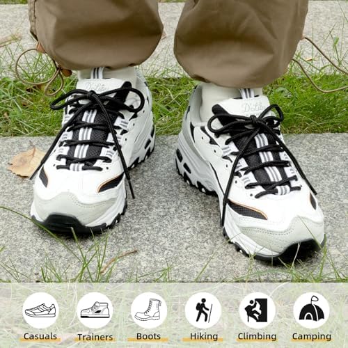 Handshop 2 Pairs Round Boots Shoe laces 4 mm Heavy Duty and Durable Hiking Work Boots Shoe Laces Black 140 - 2
