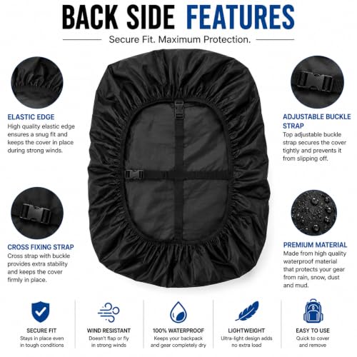 Image of Storite Big Size Rain Cover for 55L to 75L Rucksack Backpack, Black