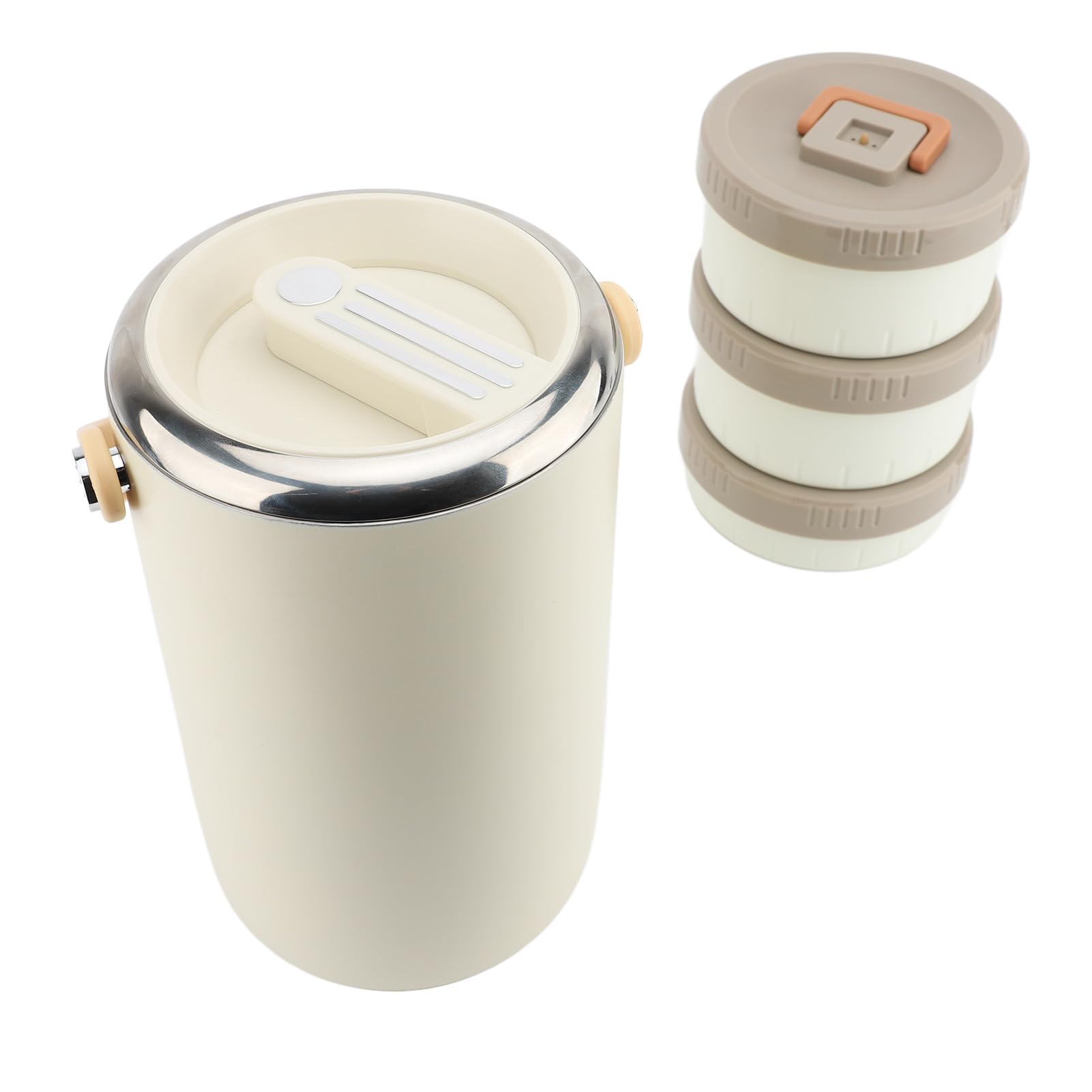Bewinner Tarro de Comida de Acero Inoxidable de 6 Litros con Aislamiento Al Vacío, Lonchera Apilable de 3 Niveles con Asa, Contenedor de Comida Caliente a Prueba de Fugas para Viajes de Camping en