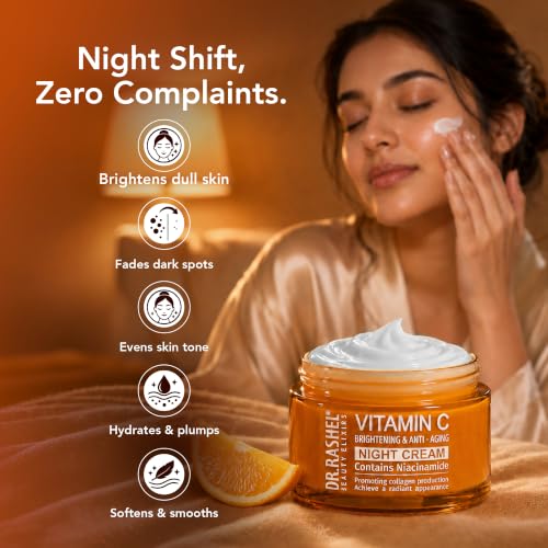 Image of DR.RASHEL Beauty Elixirs Vitamin C Night Cream With Collagen & Vitamin C Anti-Wrinkle Fine Line Repair Revitalizing & Nourishing For Men & Women 50gm