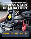AUXITO 6000A Jump Starter with Air Compressor, 150PSI Digital Tire Inflator, 12V Portable Battery Booster for All Gas/8L Diesel Engine, Power Bank with Type-C Quick Charger, 400LM Emergency Light