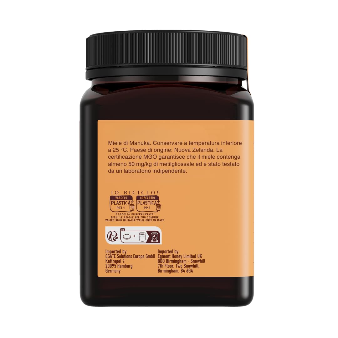 Egmont Honey Miele di Manuka 50+ MGO 1000g | testato in laboratorio e certificato per il contenuto di MGO e UMF | grezzo e naturale al 100% | prodotto e imbottigliato in Nuova Zelanda