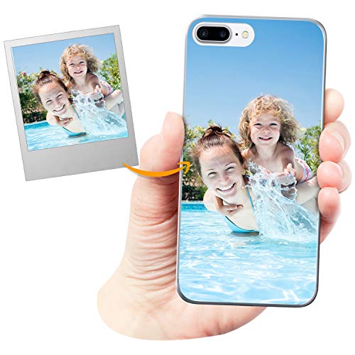 Funda Personalizada para Apple iPhone 7 Plus / 8 Plus con tu Foto, Imagen o Escritura - Estuche Suave de Gel TPU Transparente - Impresión