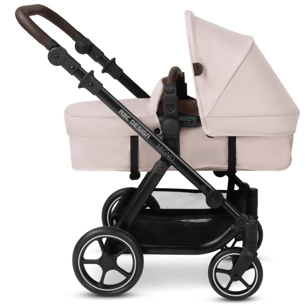 ABC Design Migno wózek dla lalek 2 w 1, wózek dla lalek z wanną dla niemowląt, siedzisko sportowe, regulowany suwak zginany, kompaktowy rozmiar składany, od 3 lat - Berry