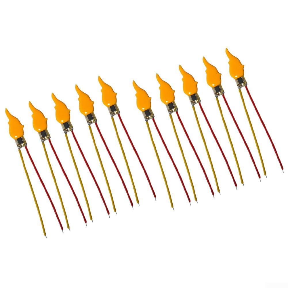 3V 5V LED Flickering Candle Lights with Flame Simulation for Birthday and Party Decorations, Suitable for Dry Cell or Lithium Batteries, DIY Bulb Accessories (10pk)