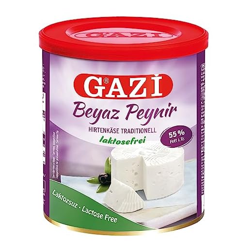 Gazi - Queso pastoral sin lactosa - 2 latas de 500 g - Beyaz Peynir crema de queso sin lactosa con 55% de grasa i.Tr., 100% leche de vaca, queso blando es ideal para ensaladas, sabor muy suave