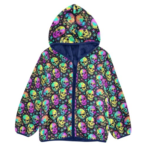 Skull Boys Fleece Coat,Children's Zip-Up Hoodie Jacket,Baby Warm Fashion Outerwear 3-10T,A113330