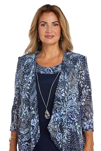 R&M Richards 2PC Formal Daytime Printed Flyaway Jacket & Sheath Dress2