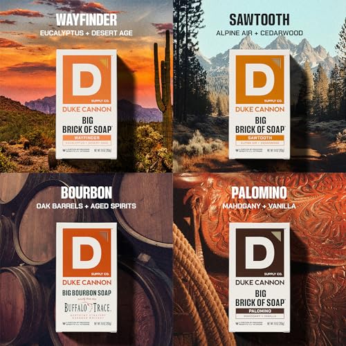 Image of Duke Cannon Supply Co. Large Bar Soap Bundle - Men's Soap with Masculine Scent - All Skin Types - Wayfinder, Sawtooth, Bourbon & Palomino, 10 oz (4 Pack)