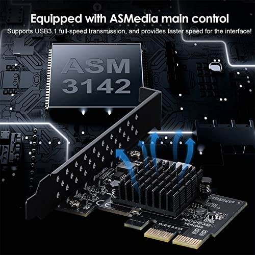 Tarjeta de expansión tipo E PCIe a USB 3.1 Gen2 frontal de 10 Gbps para panel interno de PC 2