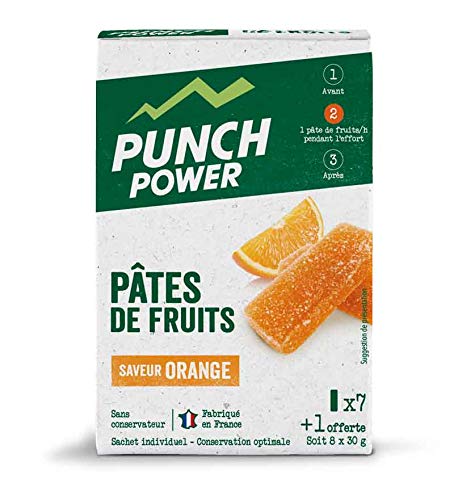 PUNCH POWER - Pâtes de Fruits - Orange - 8 pâtes de fruits x 30g - Glucides à assimilation rapide - Energie - Marque Française