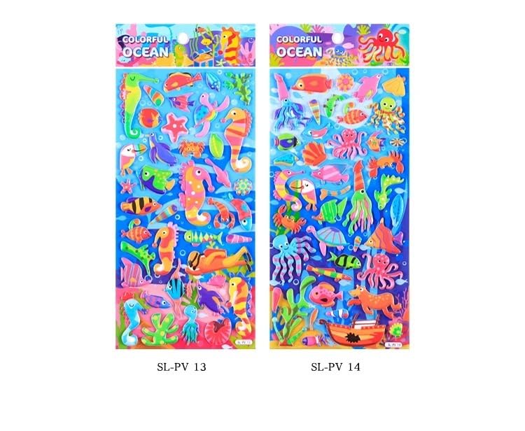 Image of Crackles Puffy Stickers for Kids, 3D Stickers for Girls, Aesthetic Sticker, Cute Stickers, Foam Stickers for Kids, Craft Stickers, Self Adhesive Stickers(Sea World-10 Sheet Mix Design)