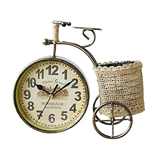 SWHONG Estuche para bolígrafo Moderno Diseño de Bicicleta Reloj de Pared de Metal de Escritorio Fácil de Leer