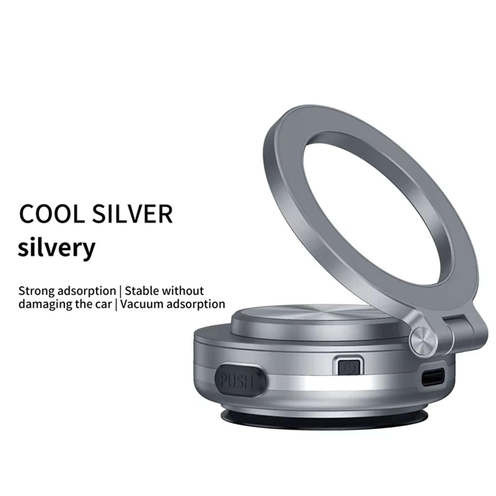 Accesorios Coche Supporto Telefono Auto Supporto girevole pieghevole con ventosa magnetica per vuoto Rotazione a 360 ° per supporto per telefono elettrico con supporto girevole sottovuoto(Silver)