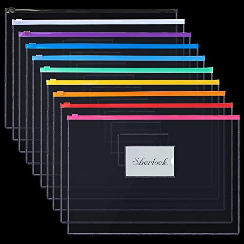image for EOOUT 24pcs Plastic Envelopes Poly Zip Envelopes Files Zipper Folders,