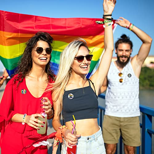 60 Pcs Rainbow Gay Pride Accessories Set Include 30 Pride Bracelet Silicone Wristbands And 30 Lgbt Love Badges Pins Stuff For Gay Pride Parade Celebration Carnival Party Favors Supplies Decorations #TOP6