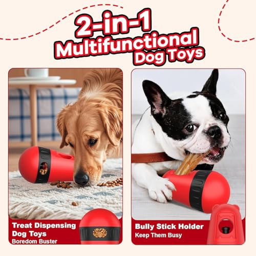 Shyllin Hundespielzeug, Intelligenzspielzeug für Hunde, 2-in-1 Bully Stick-Halter & interaktives Leckerli-Spenderspielzeug, Puzzle-Futterspender, Kong Hundespielzeug Futterausgabe, Ochsenziemer