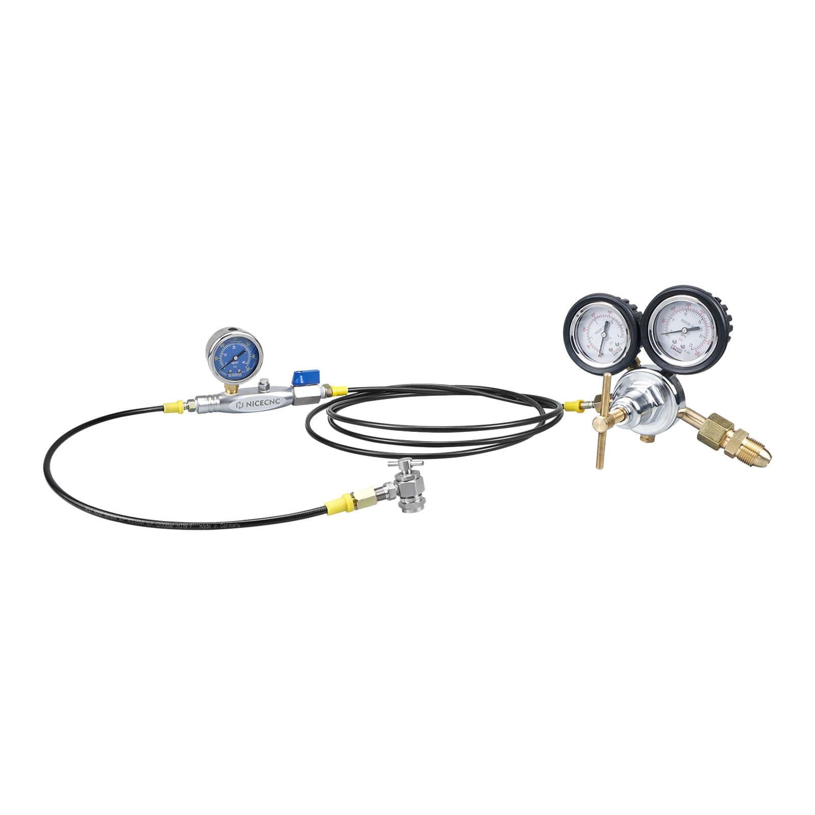 NICECNC Motorcycle Nitrogen Regulator Shock Fill Tool with 2" 600psi Gauge, A Must Tool for Nitrogen Filled Shock with Schrader Valve Compatible with