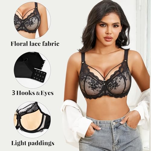 Image of Sexy Lace Bras for Women Plus Size Push Up Bra Full Coverage Underwire Bra