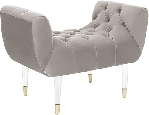 Safavieh Couture Home Eugenie Glam Sienna - Banco acrílico copetudo de terciopelo (22 pulgadas)