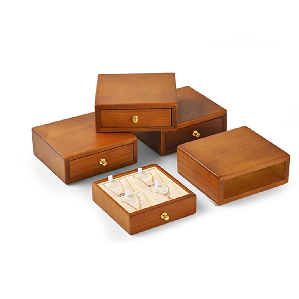Estuche de Almacenamiento para Pendientes, Anillos, brazaletes y Collares, de Madera Maciza, con cajones pequeños, Organizador de Joyas, Caja de exhibición de Joyas