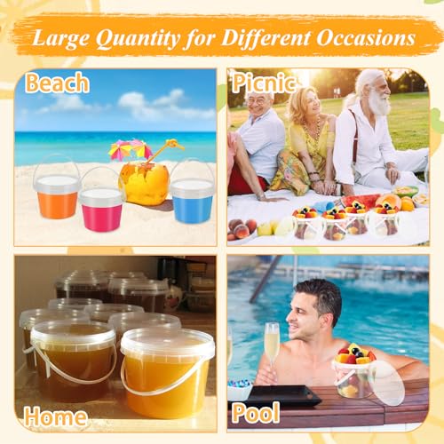 Image of CYEAH 50 Pcs 10 oz & 16 oz Slime Containers with Lids and Handles, Plastic Storage Bucket Containers, Reusable Clear Party Cups for Party or DIY Art Craft, Pigment, Small Tools