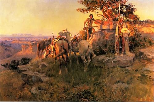 Impresión de Imagen Clásicas Poster Vigilando vagones Charles Russell Cuadro Lienzo 60x90cm